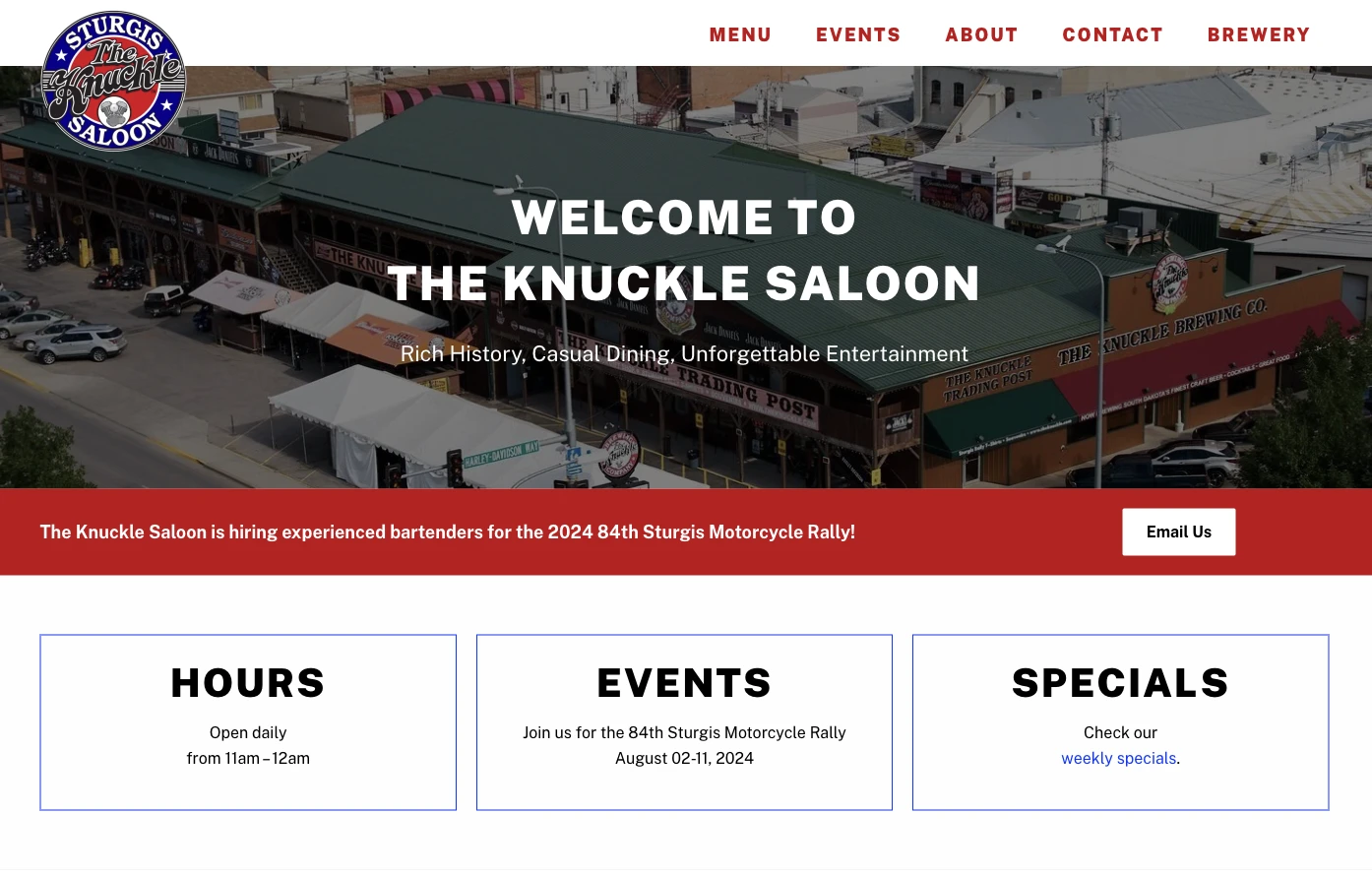 The Knuckle Saloon Website